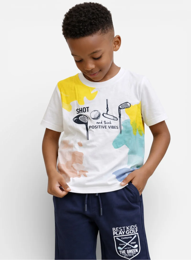 Victor And Jane  Boys Surf Festival Printed T-Shirt & Navy Shorts Set for Men | Best Price UAE